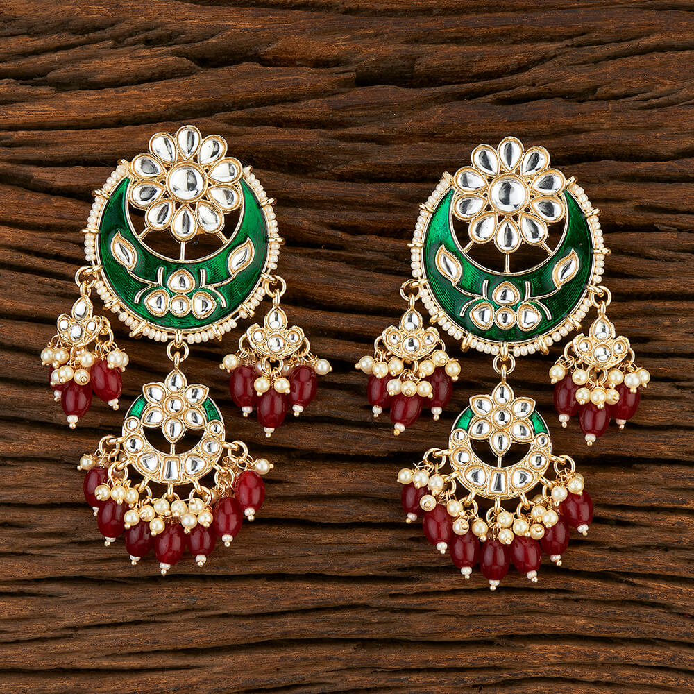 Indo Western Meenakari Earring With Gold Plating