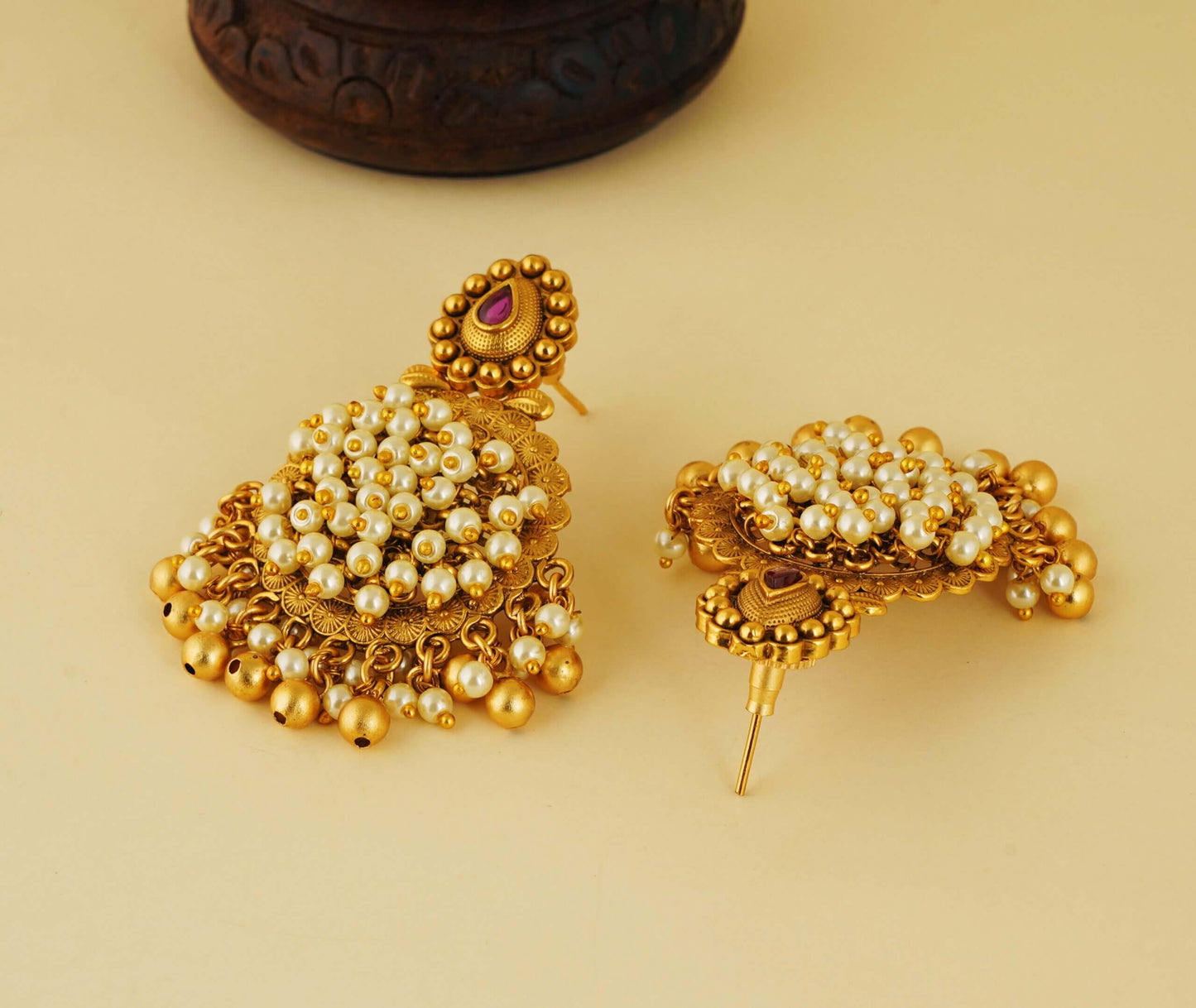 ANTIQUE GOLD PEARL EARRING