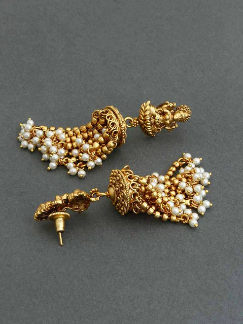 GOLDEN NARAYANI DANGLER TEMPLE EARRINGS