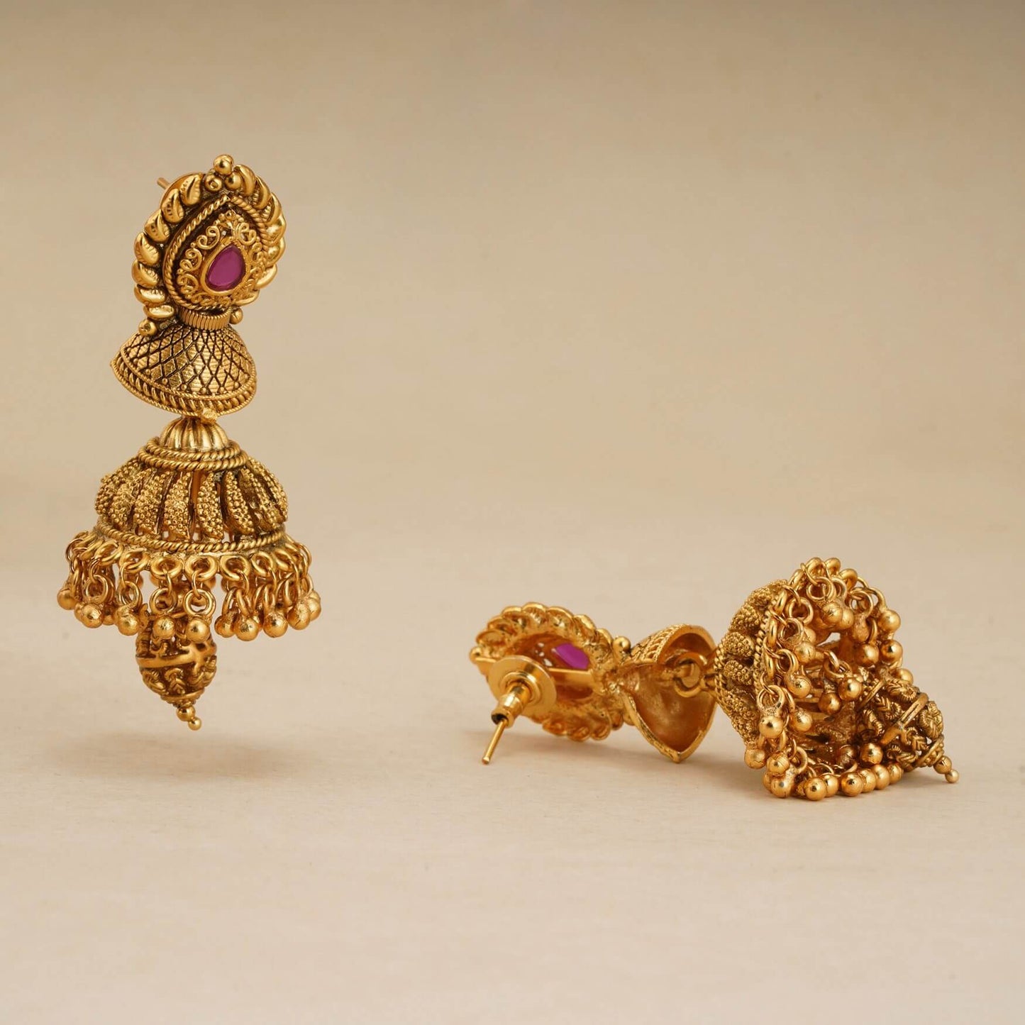 GOLD PLATED LONG JHUMKA EARRING