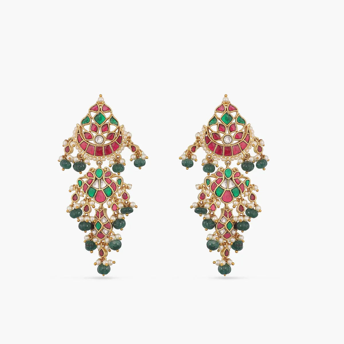 Gold Plated Kempu Jadau Earrings