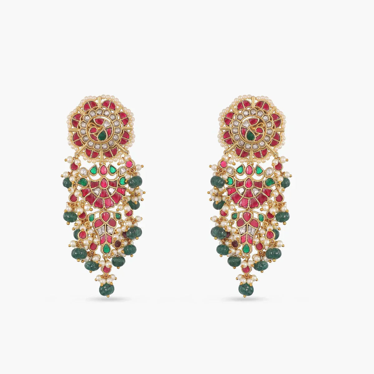 Gold Plated Kempu Jadau Earrings