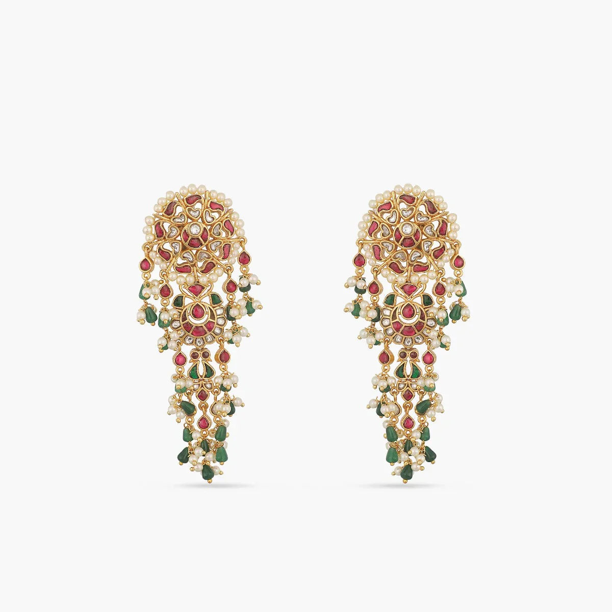 Gold Plated Kempu Jadau Earrings