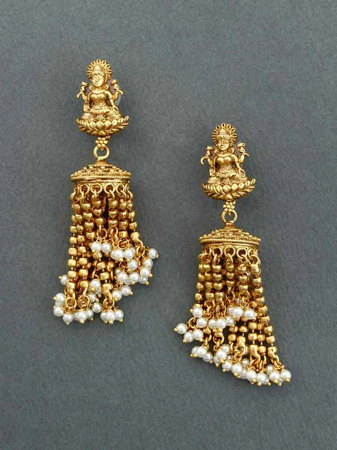 GOLDEN NARAYANI DANGLER TEMPLE EARRINGS