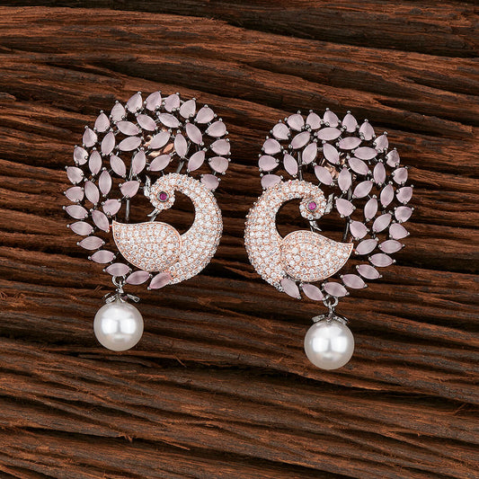 Cz Peacock Earring With Black Rose Plating