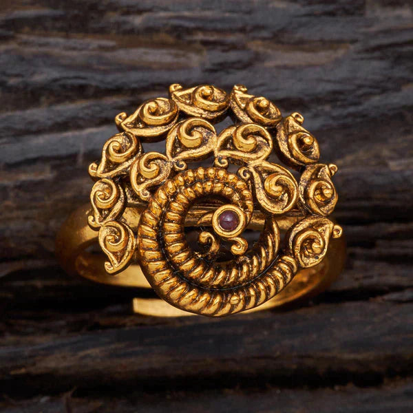 gold plated Synthetic Stones Adjustable ring