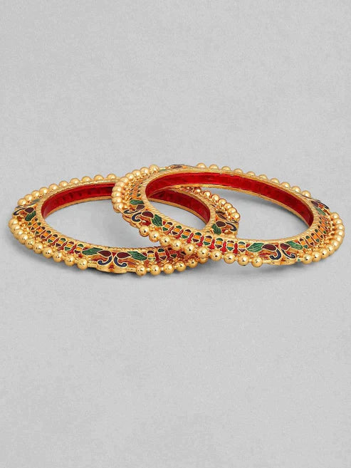 Enamel with Peacock Pacheli Set of 2 Bangles