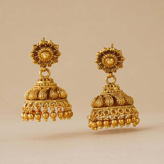 PLAIN GOLD PLATED JHUMKA EARRING