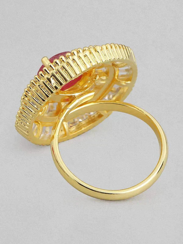 Gold Plated Handcrafted AD Stone Adjustable Ring