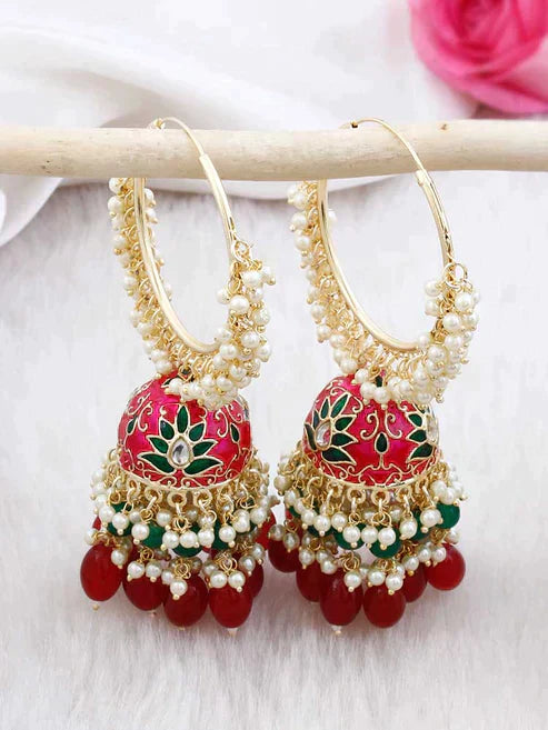 DARK PINK MANITHA SATRANGI HOOPS