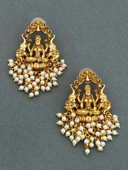 GOLDEN LAKSHMI TEMPLE EARRINGS