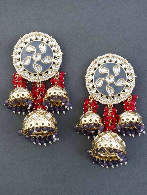 GREY AAKHYA SATRANGI JHUMKIS