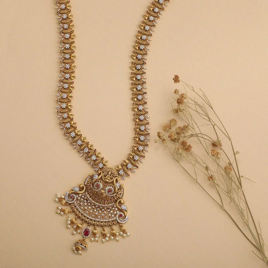 Antique Long Necklace Set With Free Earring