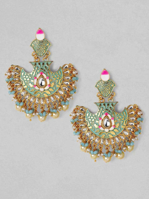 Gold Plated Handcrafted Enamel Chandbali Earrings