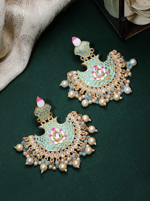 Gold Plated Handcrafted Enamel Chandbali Earrings