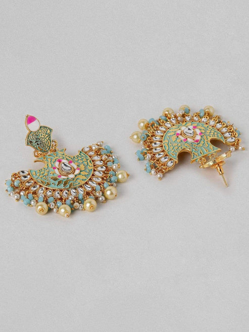 Gold Plated Handcrafted Enamel Chandbali Earrings