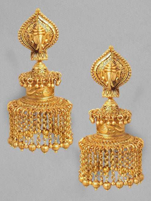 Gold Plated Handcrafted Traditional Temple Jhumka Earrings