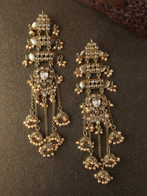 Faux Pearl Embellished Jhumka Earrings