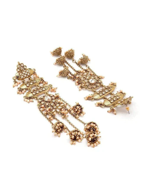 Faux Pearl Embellished Jhumka Earrings