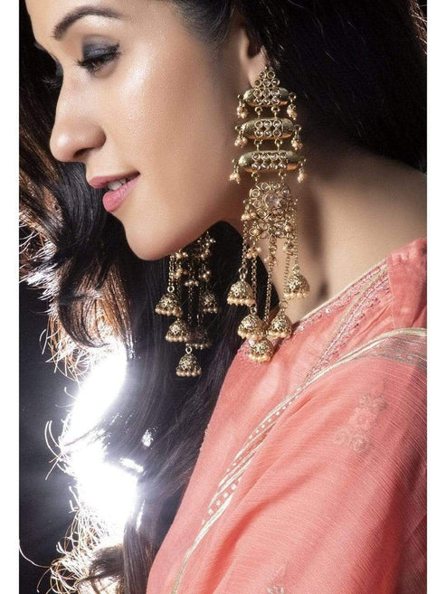 Faux Pearl Embellished Jhumka Earrings