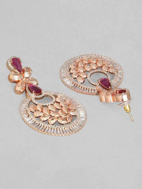 Handcrafted Rose Gold Plated Chandbali Earrings