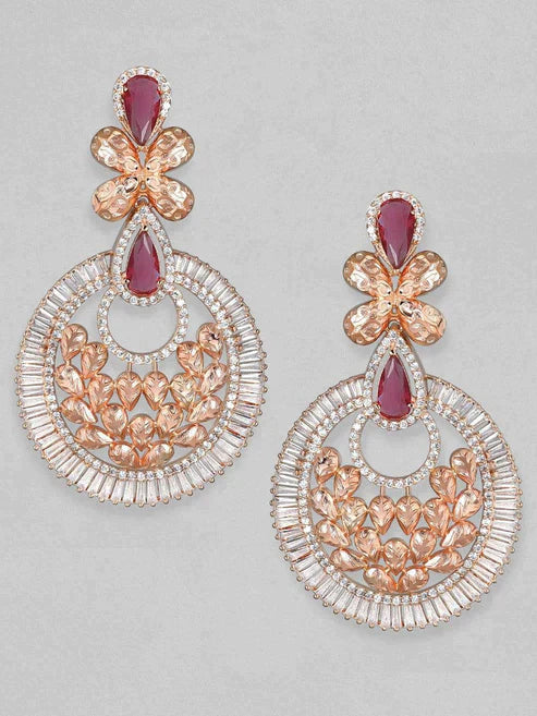 Handcrafted Rose Gold Plated Chandbali Earrings